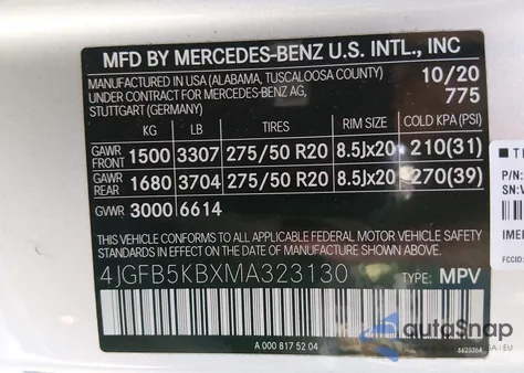 2021 Mercedes-Benz Gle 450 4Matic из США, поврежденный, VIN 4JGFB5KBXMA323130